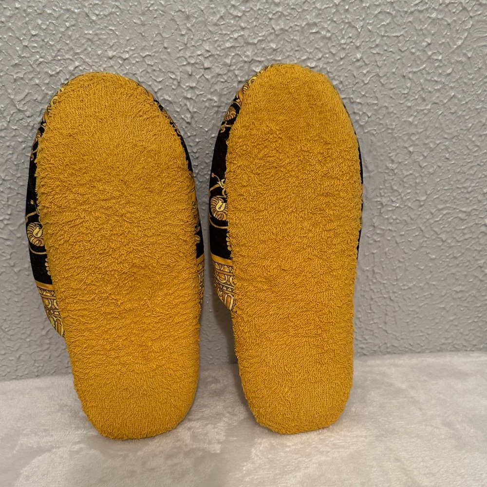 Versace Baroque Unisex Women's/Men’s Slippers in Black & Yellow,Medusa Head Logo - Picture 4 of 10